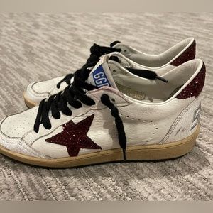 Size 38 Maroon Glitter Star Golden Goose Ballstar